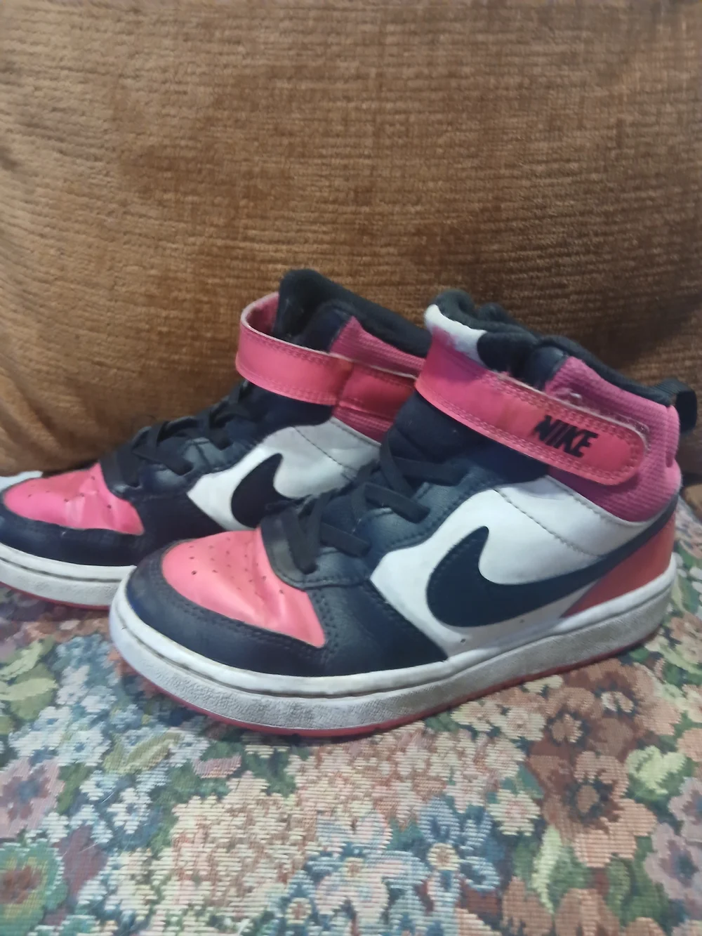 Nike Kids' High-Top Sneakers in Pink, Black & White